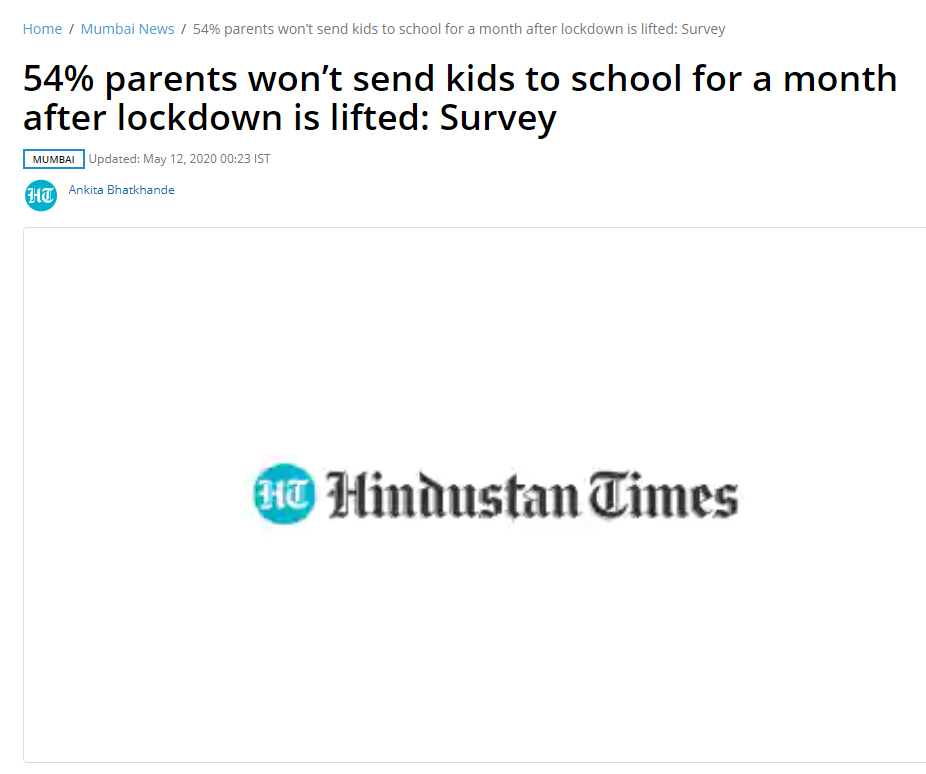 54% parents won’t send kids to school for a month after lockdown is lifted: Survey