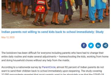 Indian parents not willing to send kids back to school immediately: Study