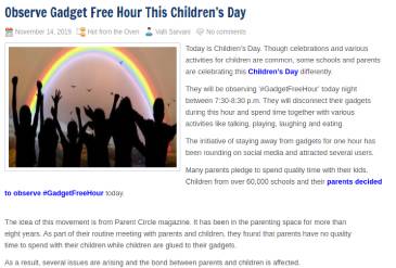 Observe Gadget Free Hour This Children’s Day